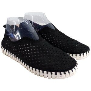 Ilse Jacobsen Tulip Slip On Black Perforated Comfort Shoes Size 39 US 8.5-9